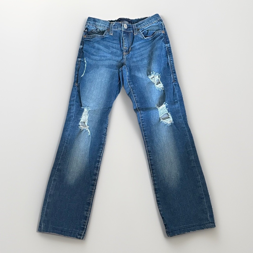 Rock & Republic Berlin Straight Leg Jeans Blue Distressed Denim Size 6 M